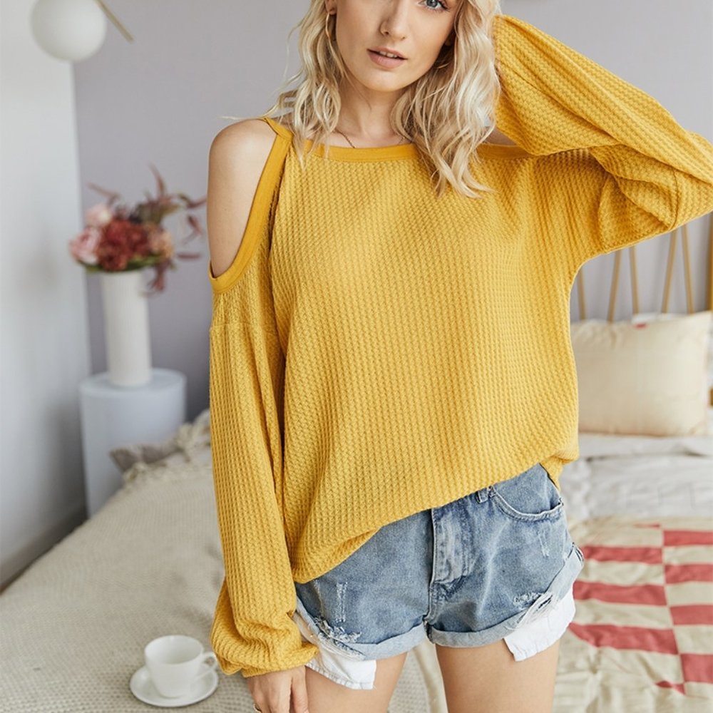 Gold Cold Shoulder Top